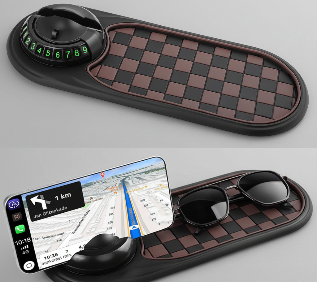 Car dashboard organizer with mobile holder