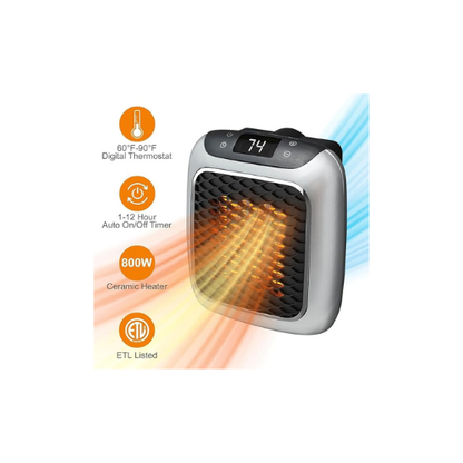 Ceramic heater with digital thermostat and timer features 