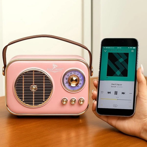 Pink vintage portable speaker