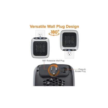 Portable heater with Versatile wall plug design with 180-degree rotation 