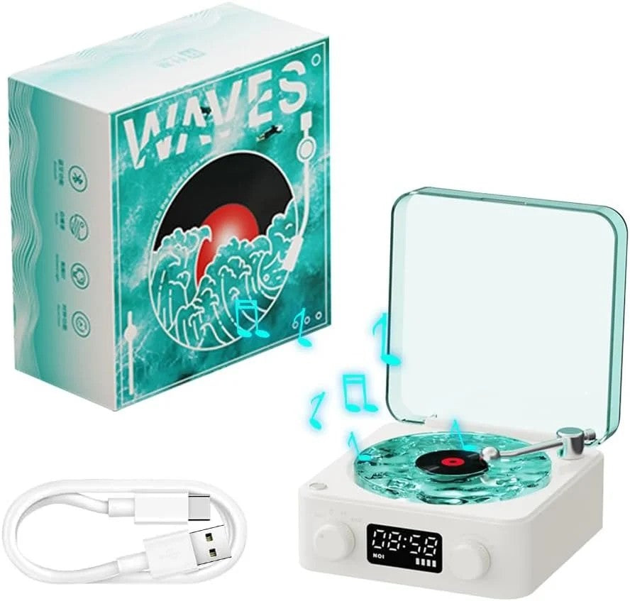 Retro-Style Wireless Waves Vinyl Bluetooth Speaker with USB cable