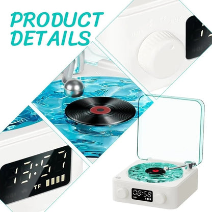 Retro-Style Wireless Waves Vinyl Bluetooth Speaker with details
